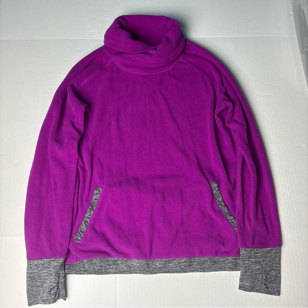 Be Inspired Women’s Medium Sweatshirt Purple Gray Cowl Neck Pullover Workout